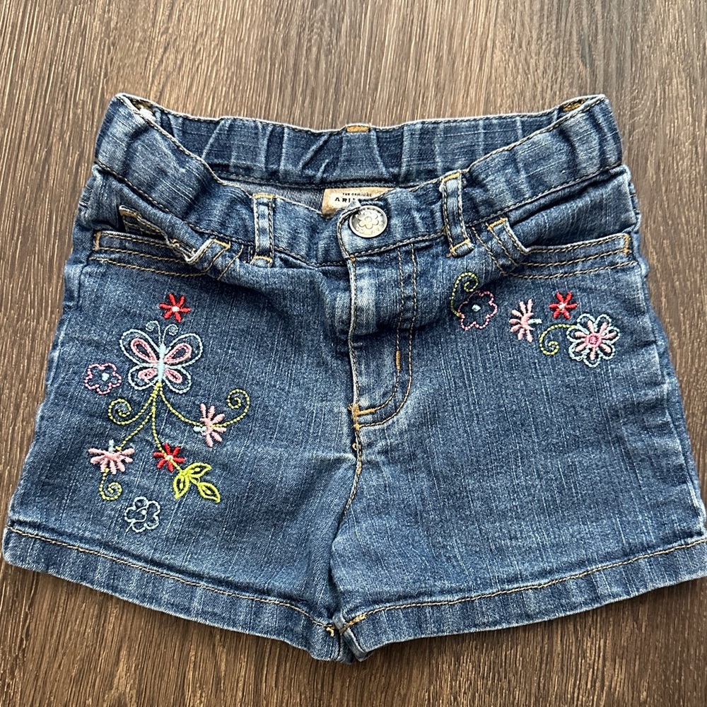 Arizona Jean Company Blue Denim Shorts with Floral Embroidery